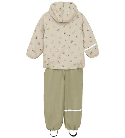 CeLaVi Rainwear w. Fleece - AOP - White Pepper
