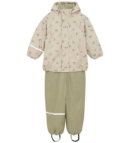 CeLaVi Rainwear w. Fleece - AOP - White Pepper
