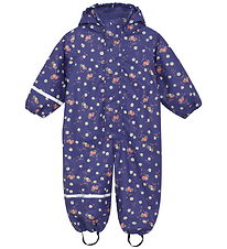 CeLaVi Rainsuit w. Fleece - Aop - Skipper Blue