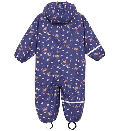 CeLaVi Rainsuit w. Fleece - PU - Skipper Blue w. Print