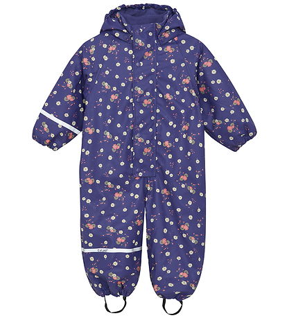 CeLaVi Rainsuit w. Fleece - PU - Skipper Blue w. Print