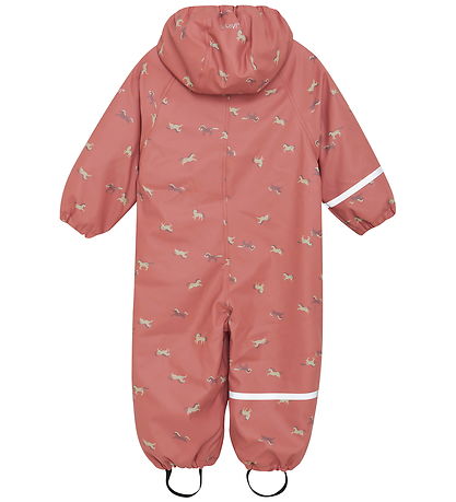 CeLaVi Rainsuit w. Fleece - AOP - Brick Dust