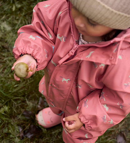 CeLaVi Rainsuit w. Fleece - AOP - Brick Dust