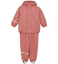 CeLaVi Rainwear w. Suspenders/Fleece - Recycle PU - Brick Dust w CeLaVi Rainwear w. Suspenders/Fleece - Recycle PU - Brick Dust w