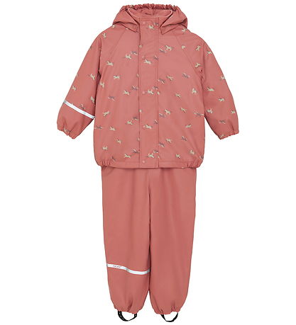 CeLaVi Rainwear w. Suspenders/Fleece - Recycle PU - Brick Dust w
