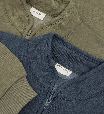 Minymo Sweatshirt w. Zipper - 2-Pack - Vetiver Minymo Sweatshirt w. Zipper - 2-Pack - Vetiver