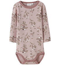 Name It Bodysuit l/s - Wool - NbfWillow - Shadow Gray/Long Flowe