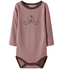 Name It Bodysuit l/s - Wool - NbfWillow - Antler/Long Flower
