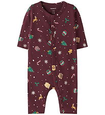 Name It Nightsuit - NbnVismas - Burgundy/Xmas AOP