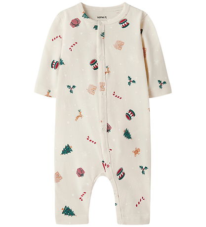 Name It Nightsuit - NbnVismas - Whitecap Grey/Xmas AOP