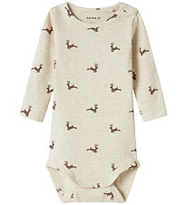 Name It Bodysuit l/s - Rib - NbnRoko - Peyote Melange