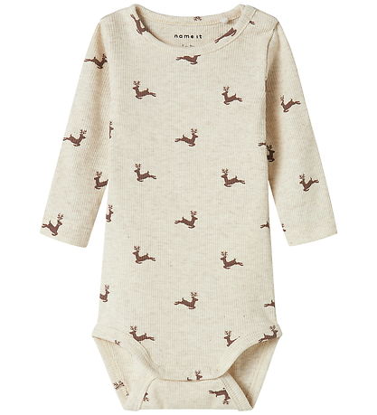 Name It Bodysuit l/s - Rib - NbnRoko - Peyote Melange