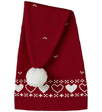 Name It Christmas Hat - Knitted - NmnRismas - Jester Red/Hearts