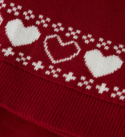Name It Christmas Hat - Knitted - NmnRismas - Jester Red/Hearts
