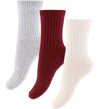 Konges Sløjd Socks - 3-Pack - Red/White/Grey Melange