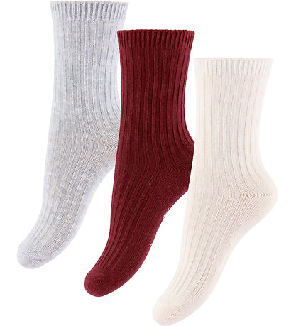 Konges Sløjd Socks - 3-Pack - Red/White/Grey Melange