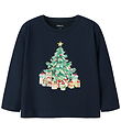 Name It Bluse - NmfVosmas - Navy Blazer/Weihnachtsbaum CAT
