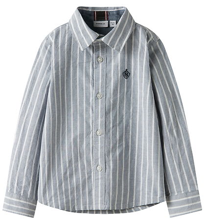Name It Skyrta - NkmRekid - Flint Stone/Þunnt Stripe Í björtu hv