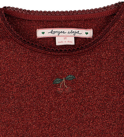 Konges Sløjd Bluse - Roli - Rot Dahlia m. Glitzer