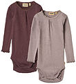 Wheat Bodysuit l/s - 2-Pack - Rib - Purple Fudge