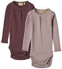 Wheat Bodysuit l/s - 2-Pack - Rib - Purple Fudge
