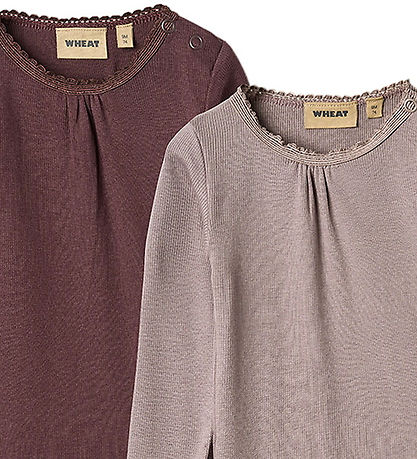 Wheat Bodysuit l/s - 2-Pack - Rib - Purple Fudge