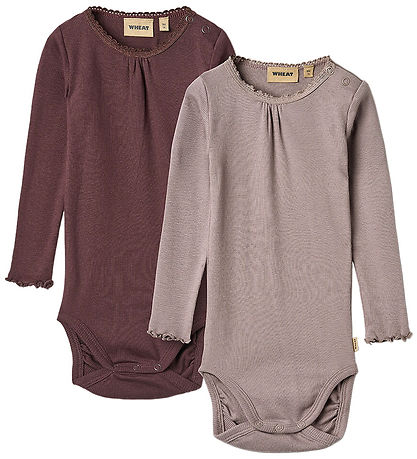 Wheat Bodysuit l/s - 2-Pack - Rib - Purple Fudge