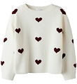 Name It Blouse - Knitted - NkfOna - Cloud Dancer/Burgundy Hearts Name It Blouse - Knitted - NkfOna - Cloud Dancer/Burgundy Hearts