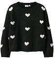 Name It Blouse - Knitted - NkfOna - Black/Cloud Dancer Heart Name It Blouse - Knitted - NkfOna - Black/Cloud Dancer Heart