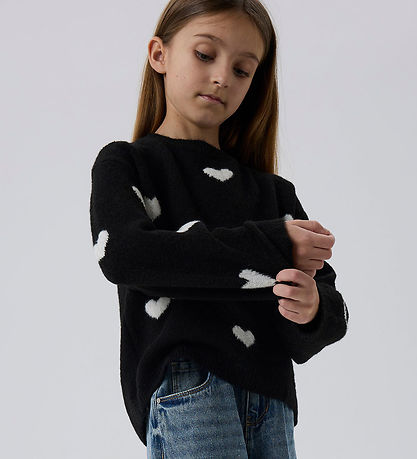 Name It Blouse - Knitted - NkfOna - Black/Cloud Dancer Heart