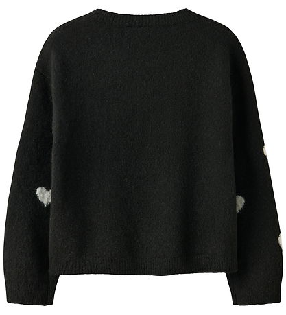 Name It Blouse - Knitted - NkfOna - Black/Cloud Dancer Heart