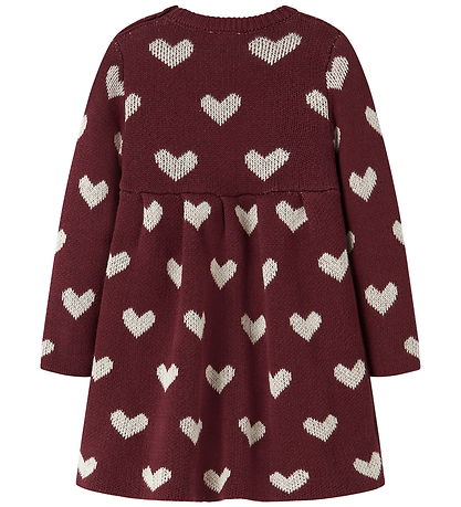 Robe Name It - Tricoté - NbfOana - Burgundy/Peyotl Heart