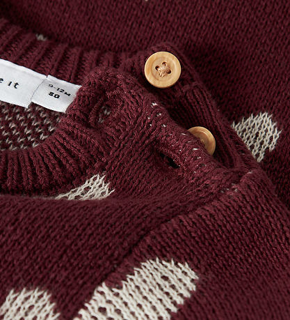 Robe Name It - Tricoté - NbfOana - Burgundy/Peyotl Heart