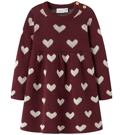 Robe Name It - Tricoté - NbfOana - Burgundy/Peyotl Heart