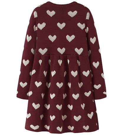 Robe Name It - Tricoté - NmfOana - Burgundy/Peyotl Heart Robe Name It - Tricoté - NmfOana - Burgundy/Peyotl Heart
