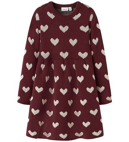 Robe Name It - Tricoté - NmfOana - Burgundy/Peyotl Heart Robe Name It - Tricoté - NmfOana - Burgundy/Peyotl Heart
