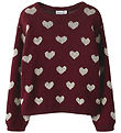 Name It Blouse - Knitted - NmfOana - Burgundy/Peyote Heart