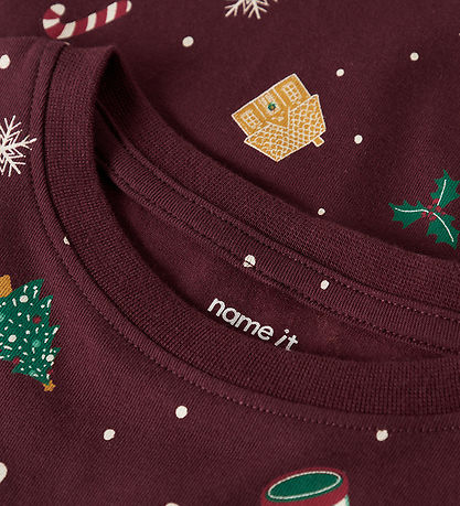 Ensemble de Pyjama Name It - 2 Pièces - NmnVismas - Burgundy/Noë Ensemble de Pyjama Name It - 2 Pièces - NmnVismas - Burgundy/Noë