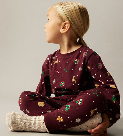 Ensemble de Pyjama Name It - 2 Pièces - NmnVismas - Burgundy/Noë Ensemble de Pyjama Name It - 2 Pièces - NmnVismas - Burgundy/Noë