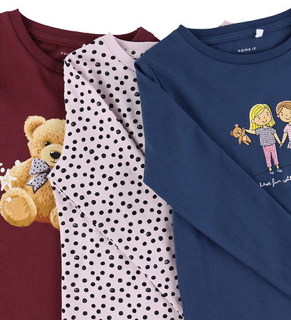 Name It Blouses - 3-Pack - NmfNia - Burgundy/Burgundy+Early Hour