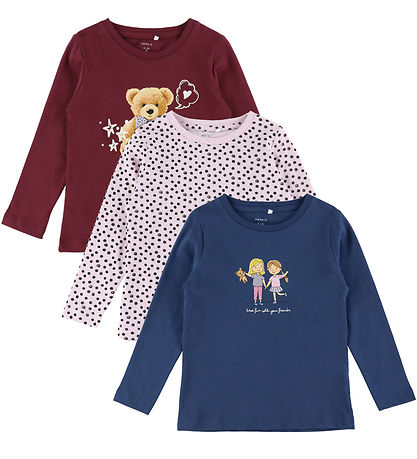 Name It Blouses - 3-Pack - NmfNia - Burgundy/Burgundy+Early Hour