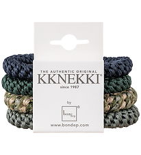 Kknekki Elastic Hair Bands - 4-Pack - Green/Blue/Grey