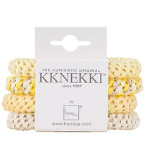 Kknekki Elastic Hair Bands - 4-Pack - Yellow/White