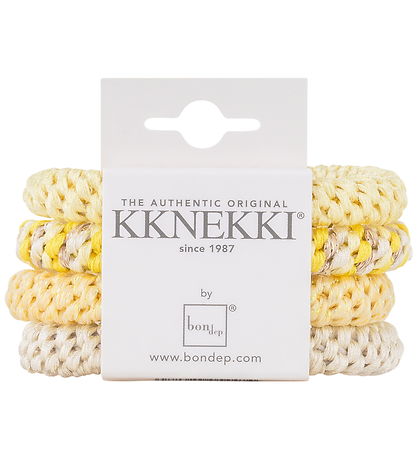 Kknekki Elastic Hair Bands - 4-Pack - Yellow/White Kknekki Elastic Hair Bands - 4-Pack - Yellow/White