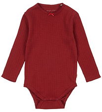 Konges Sløjd Bodysuit l/s - Minnie - Red Dahlia w. Pointelle Konges Sløjd Bodysuit l/s - Minnie - Red Dahlia w. Pointelle