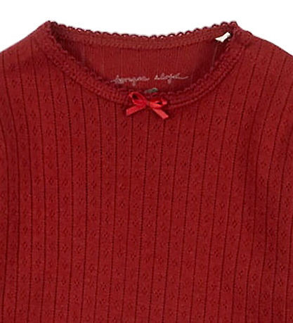 Konges Sløjd Bodysuit l/s - Minnie - Red Dahlia w. Pointelle