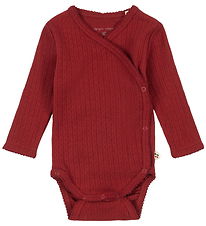 Konges Sløjd Wrap Bodysuit l/s - Minnie Newborn - Red Dahlia w. 