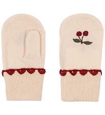 Konges Sløjd Mittens - Wool - Belou - Off White w. Cherry