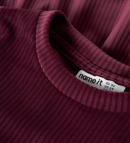 Name It Kjóll - NmfVeloa - Velúr - Burgundy