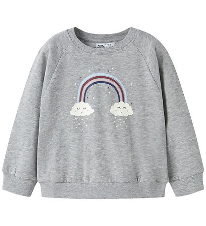 Sweat-shirt Name It - NmfVénus - Grey Melange/Rainbow Clouds Sweat-shirt Name It - NmfVénus - Grey Melange/Rainbow Clouds